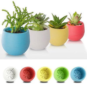 Mini round Shaped Plastic Office Decor Succulents Flower Seed Planter Pot-i