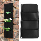 New 4 Pockets Black Hanging Vertical Wall Garden Planter Flower Planting Ba